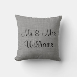 Grått "Vi gjorde", monogrammed Pillow Kudde