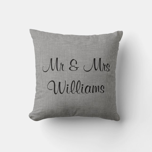 Grått "Vi gjorde", monogrammed Pillow Kudde (Framsida)