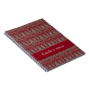 Grått Victorian dekorative mönster maroon Anteckningsbok