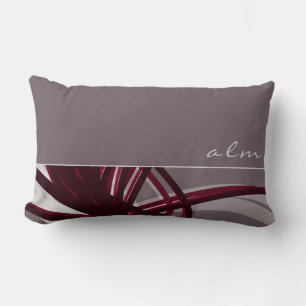 Grått & Vin Abstrakt Rosett band Monogram Lumbarkudde