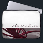 GRÅTT & VIN ABSTRAKT ROSETT BAND | Vit | Anpassat  Laptop Fodral<br><div class="desc">Modern laptop sleeve med en konstnärlig abstrakt utformning. Den översta delen har en enkel vit bakgrund med ett eget namn som visas i skriptet snyggt nedanför fodral. I grund-delen finns grått, burgunj, vitt och vin färgad rosett band som är lagrade och sammanflätade till ge perspektiv och djup mot gråttets bakgrund....</div>