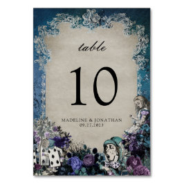 Grått Vintage Blommigt Mörk Alice i Worderland Bordsnummer