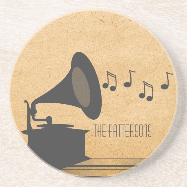 Grått Vintage Gramophone Underlägg (Framsidan)