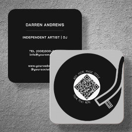 Grått Vinyl LP | QR-kod Fyrkantigt Visitkort