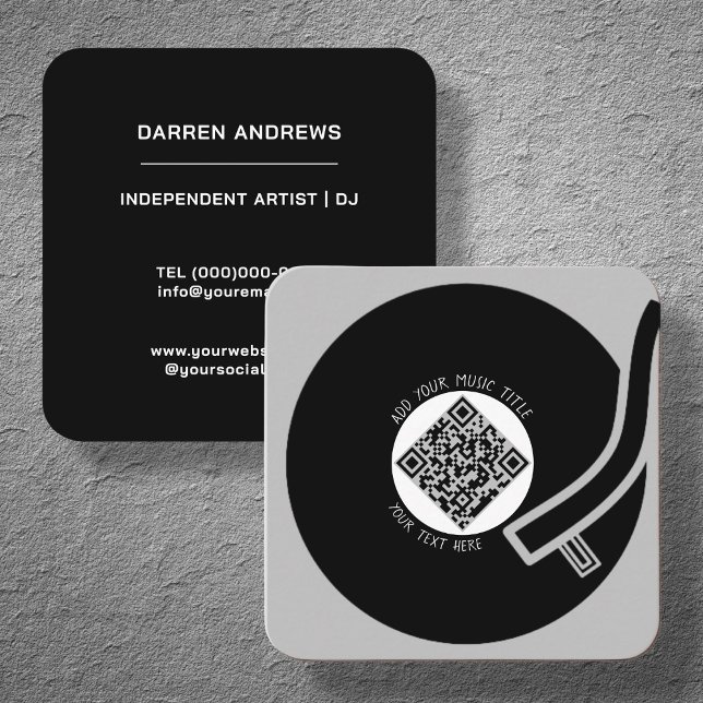 Grått Vinyl LP | QR-kod Fyrkantigt Visitkort (Skapare uppladdad)