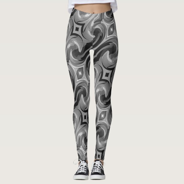 Grått virvlar runt leggings (Framsida)