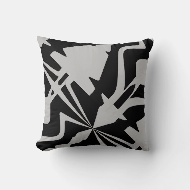 Grått Vit diagonal, stor Abstrakt Ljud-våg Kudde (Framsida)