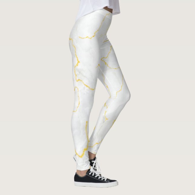 Grått, vit guld-folie, marmor mönster leggings (Höger)