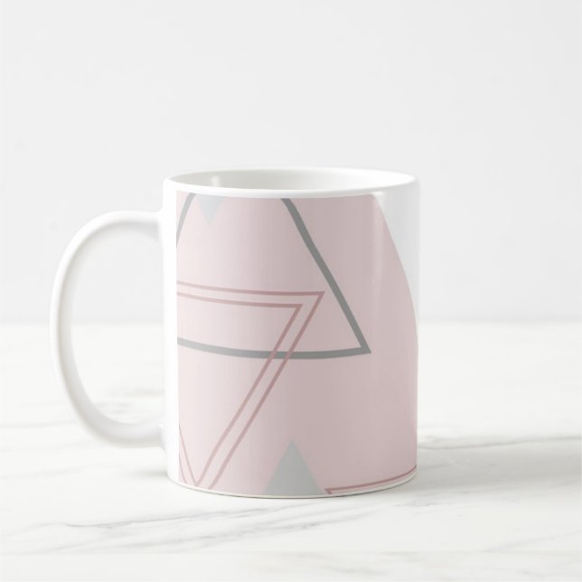 Grått-, vit- och rosa trianglar kaffemugg (Vänster)