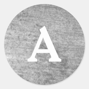 Grått & vit Personlig, monogram kuvertförsegling Runt Klistermärke