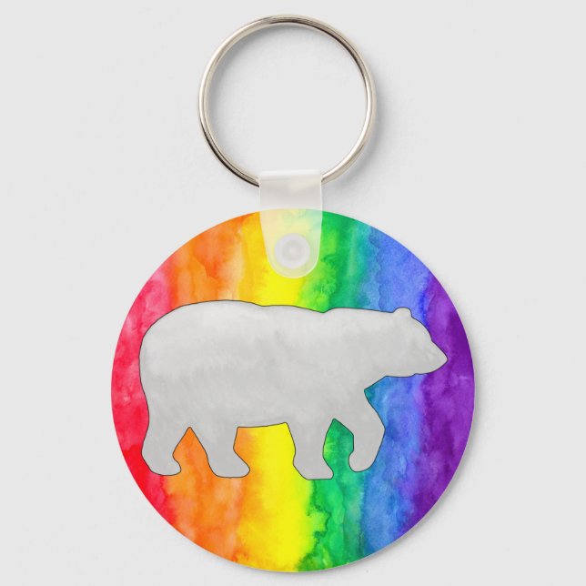 Grått Vit Polar Bear Keychain Nyckelring (Framsida)