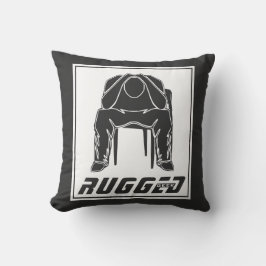 grått vit Ruggad Man Holding Head | Thinking Man Kudde