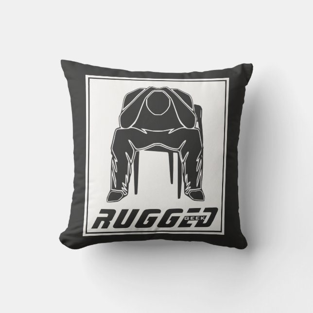 grått vit Ruggad Man Holding Head | Thinking Man Kudde (Framsida)