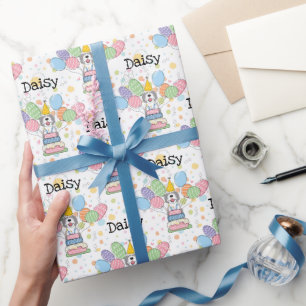 Grått & Vit Sheepadoodle Hund Birthday Presentpapper