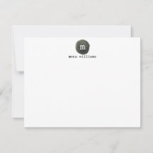 Grått Vit vattenfärgcirkel Modern Black Monogram