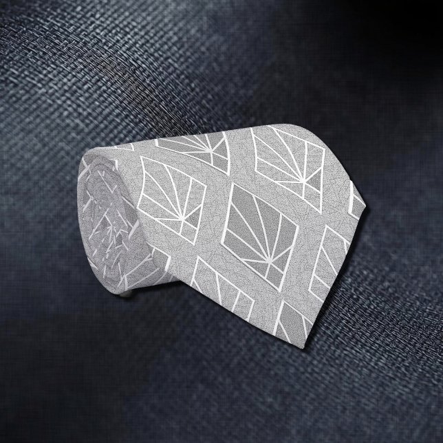Grått & vita diamanter Art Deco Mönster Neck Tie Slips (Skapare uppladdad)