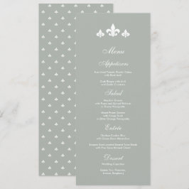 Grått | Vita Fleur-de-lis Bröllop Menu-kort Meny