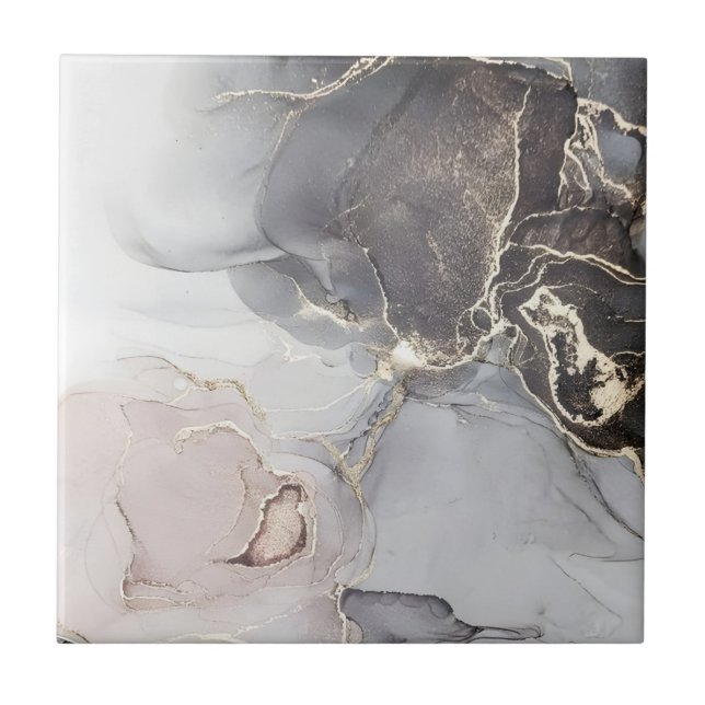 grått-vita plattor i svart och guld golv kakelplatta (Framsidan)