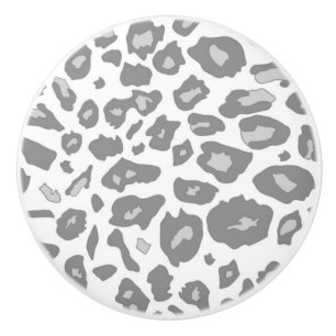 Grått- & vitsnöleopard - djurt mönster för gr knopp