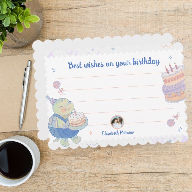 Grått & Vitt Fotogratulationskort för Barn Anteckningskort (Gray & White Photo Greeting Note Card for Kids)