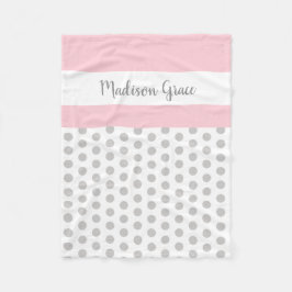 grått/vitt polka dots med rosa/vitt. personlig fleecefilt