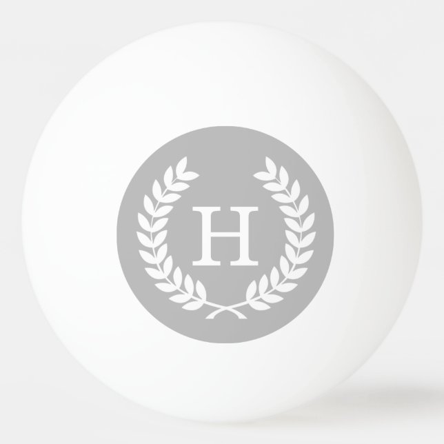 Grått Vitvete Laurel Utandning Monogram Pingisboll (Framsidan)
