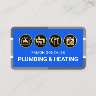 Grått VVS-rör Ram Guld Handyman Verktyg Visitkort