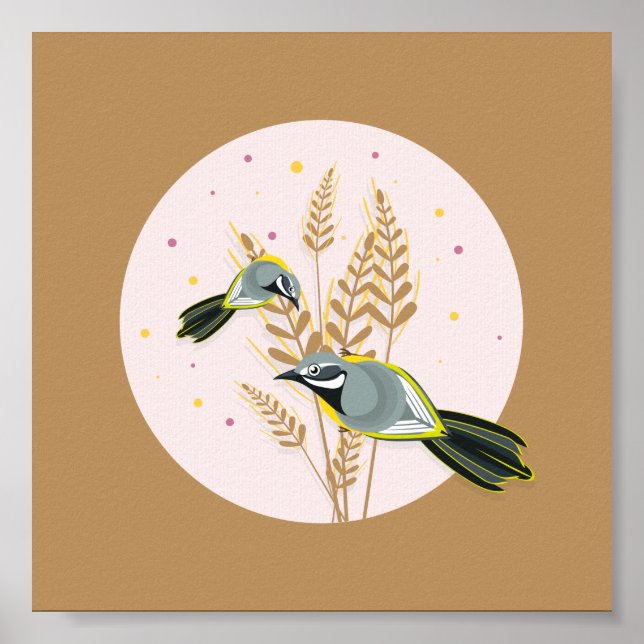 Grått Wagtail-illustration Poster (Framsidan)