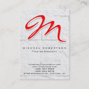 Grått Wall Brick Mönster Red Monogram Affärskort Visitkort