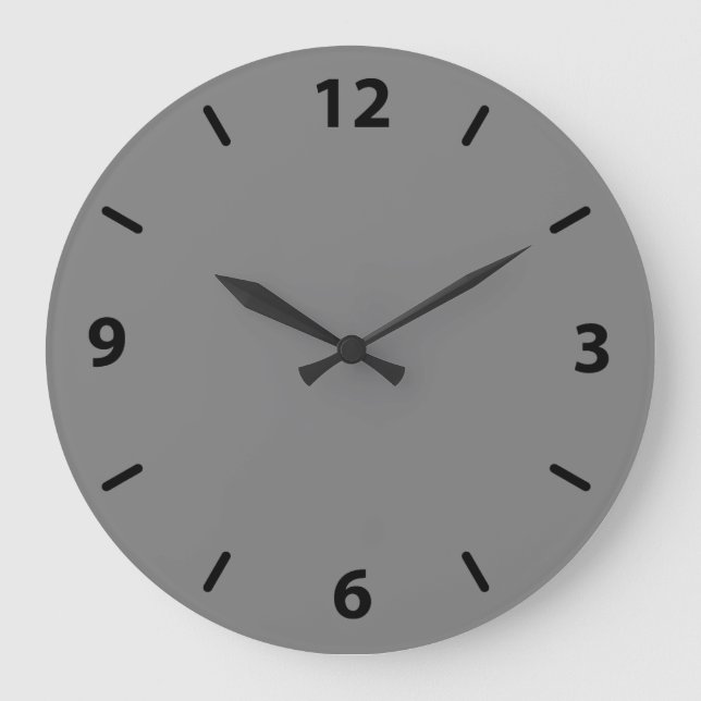 Grått Wall Clock med svarta siffror Stor Klocka (Framsida)