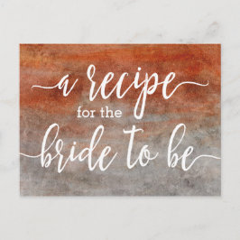Grått Watercolor Bride Recipe-kort för höstfärgsko Vykort
