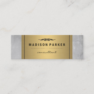 Grått Watercolor Brushed Elegant Faux Guld-etikett Mini Visitkort