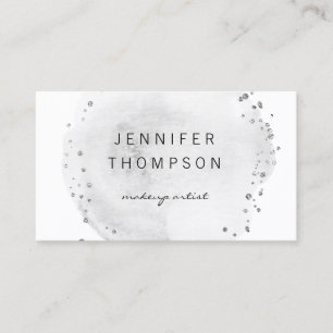 Grått Watercolor Circle Silver Dots Visitkort