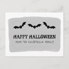 Grått Watercolor Fladdermöss Halloween-vykort Vykort