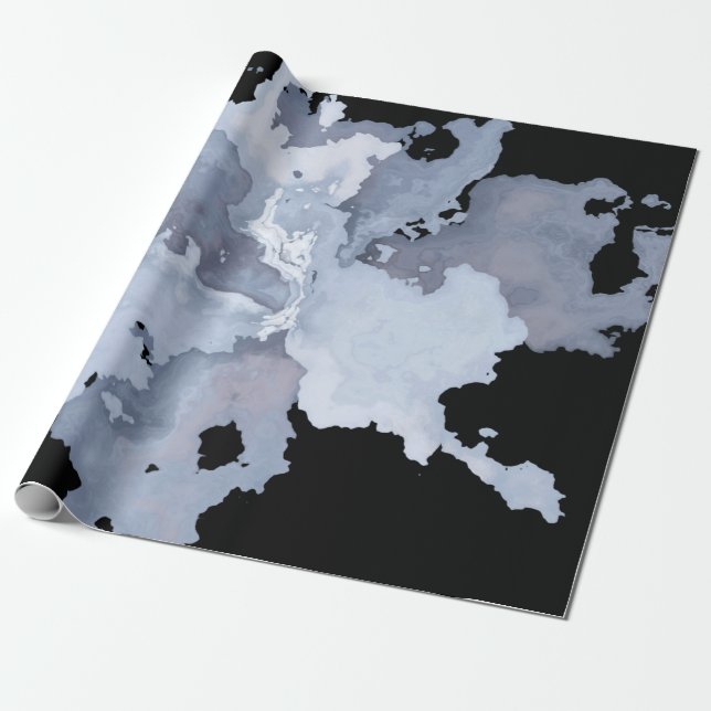 Grått Watercolor Marble Goth Presentpapper (Utrullad)