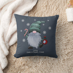 Grått Watercolor Scandinavian jul Gnome Kudde
