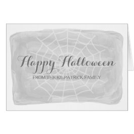 Grått Watercolor Spindelnät Halloween Card Hälsningskort