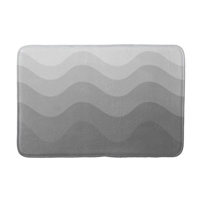 Grått Wavey Rand Modern Bath Mat Badrumsmatta (Framsidan)