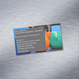 Grått Weights Gym Personal Trainer Fitness Center Magnetiska Visitkort
