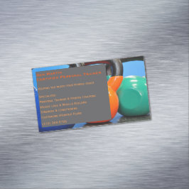 Grått Weights Gym Personal Trainer Fitness Center Magnetiska Visitkort