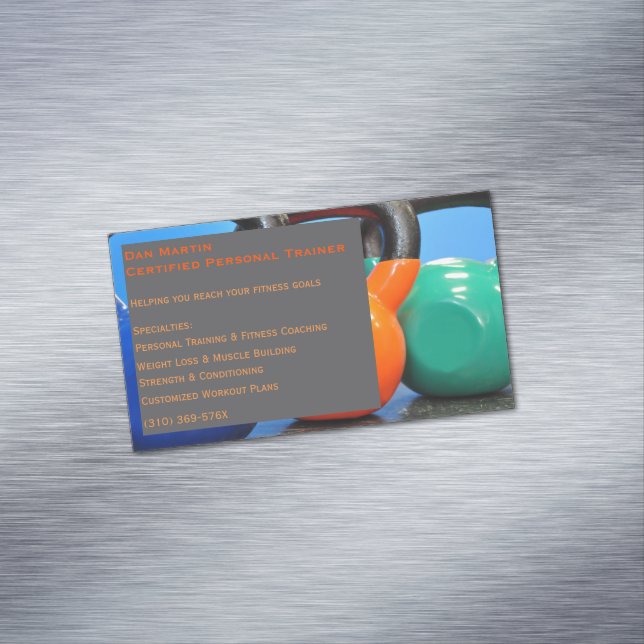 Grått Weights Gym Personal Trainer Fitness Center Magnetiska Visitkort (In Situ)