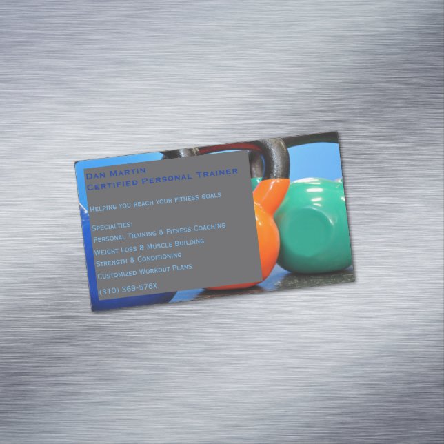Grått Weights Gym Personal Trainer Fitness Center Magnetiska Visitkort (In Situ)