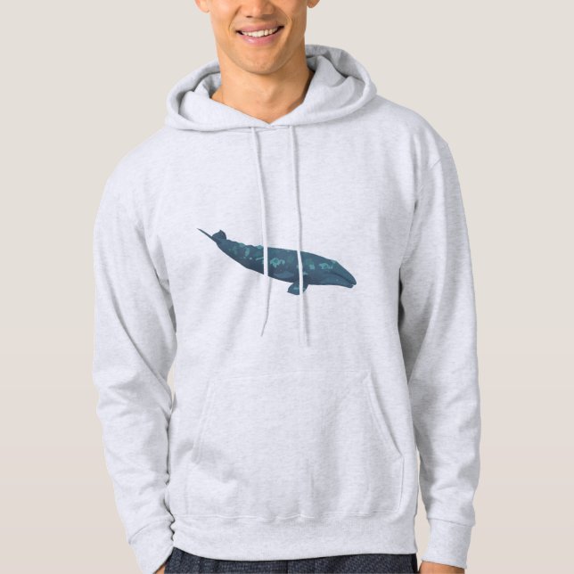 Grått Whale Hoodie (Framsida)