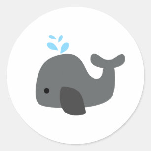 Grått Whale Runt Klistermärke
