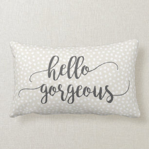 Grått Whimsical Confetti Hej Gorgous Typography Lumbarkudde