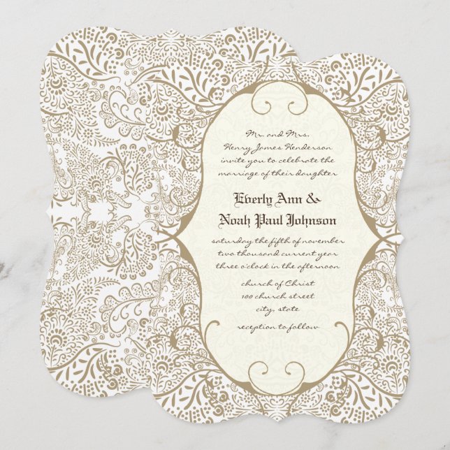 Grått Whimsical Mönster bröllopsinbjudningar Inbjudningar (Fram/baksida)