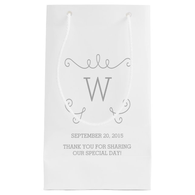 Grått Whimsique Flourish Monogram Gift Bag (Framsidan)