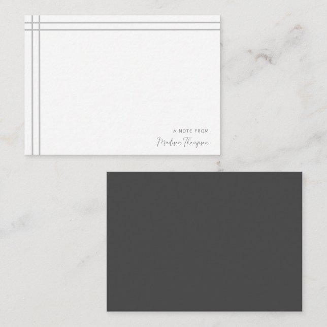 Grått White 2 Side Dubbla Gräns Anteckningskort (Fram/baksida)