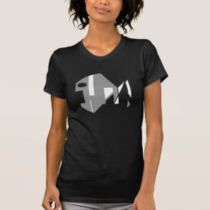 Grått White Abstrakt Contemporary Fish Abstrakt Ar T Shirt