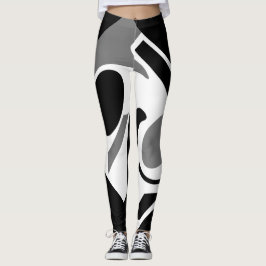 Grått, White and Black Digital Art Leggin Leggings